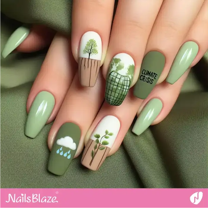 Climate Action Nail Art | Climate Crisis Nails - NB2653